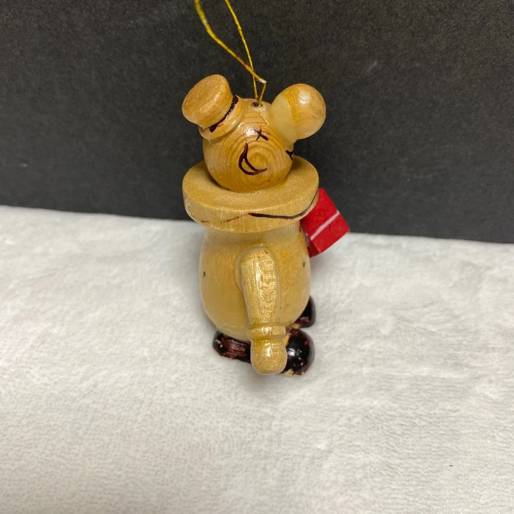 VTG Wooden Christmas‎ Clown Ornament Figure with Red Gift Taiwan